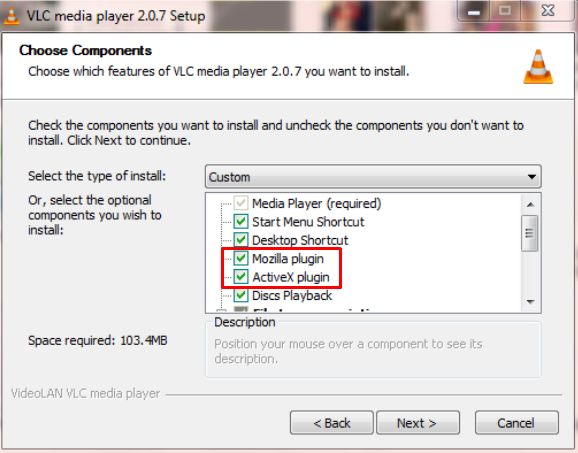 Please make sure that during component selection "Mozilla plugin" and "ActiveX plugin" are marked as selected.